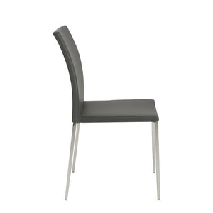 EuroStyle Diana Leatherette Stacking Dining Chairs with Steel Legs for Modern Spaces Set of 2 Gray 02348GRY-MP2