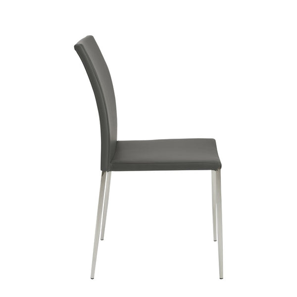 EuroStyle Diana Leatherette Stacking Dining Chairs with Steel Legs for Modern Spaces Set of 2 Gray 02348GRY-MP2