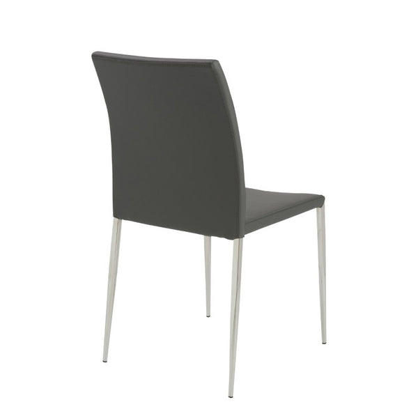 EuroStyle Diana Leatherette Stacking Dining Chairs with Steel Legs for Modern Spaces Set of 2 Gray 02348GRY-MP2