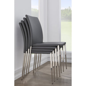 EuroStyle Diana Leatherette Stacking Dining Chairs with Steel Legs for Modern Spaces Set of 2 Gray 02348GRY-MP2