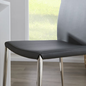 EuroStyle Diana Leatherette Stacking Dining Chairs with Steel Legs for Modern Spaces Set of 2 Gray 02348GRY-MP2