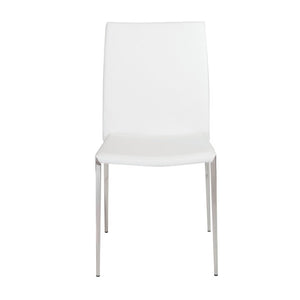 EuroStyle Diana Leatherette Stacking Dining Chairs with Steel Legs for Modern Spaces Set of 2 White 02348WHT-MP2
