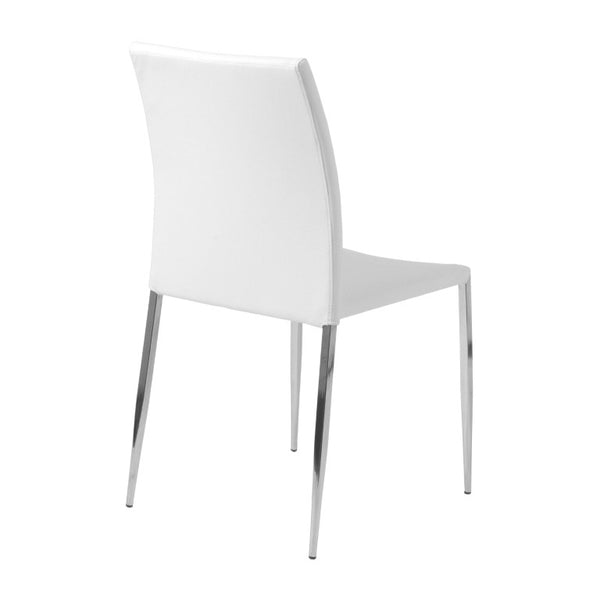EuroStyle Diana Leatherette Stacking Dining Chairs with Steel Legs for Modern Spaces Set of 2 White 02348WHT-MP2