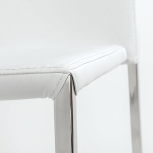 EuroStyle Diana Leatherette Stacking Dining Chairs with Steel Legs for Modern Spaces Set of 2 White 02348WHT-MP2