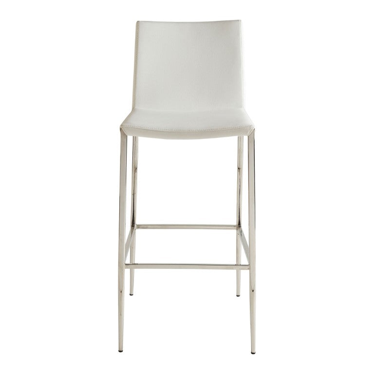 EuroStyle Diana Leatherette Bar Stool with Polished Steel Base for Kitchen Islands 02349-WHT