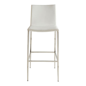 EuroStyle Diana Leatherette Bar Stool with Polished Steel Base for Kitchen Islands 02349-WHT