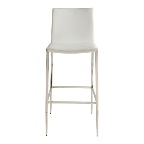 EuroStyle Diana Leatherette Bar Stool with Polished Steel Base for Kitchen Islands 02349-WHT