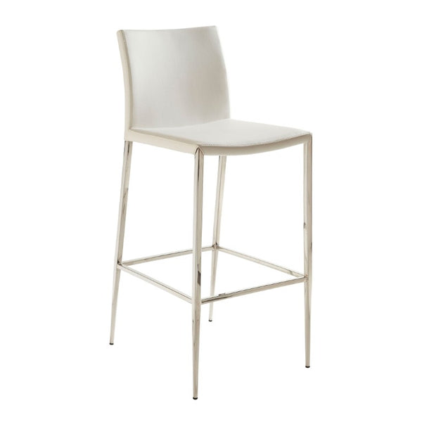 EuroStyle Diana Leatherette Bar Stool with Polished Steel Base for Kitchen Islands 02349-WHT