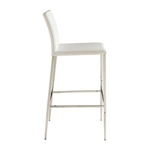 EuroStyle Diana Leatherette Bar Stool with Polished Steel Base for Kitchen Islands 02349-WHT