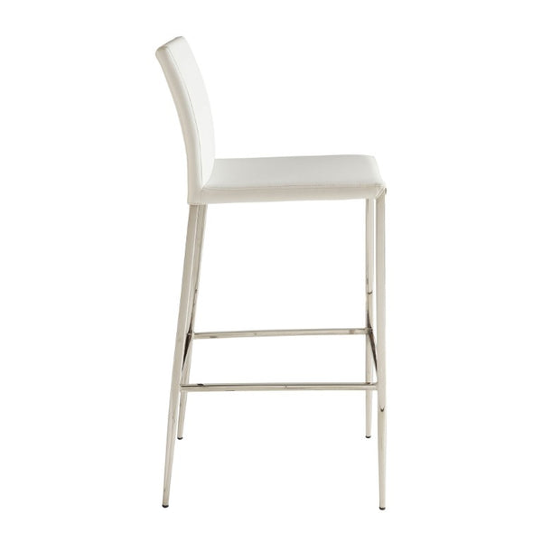 EuroStyle Diana Leatherette Bar Stool with Polished Steel Base for Kitchen Islands 02349-WHT
