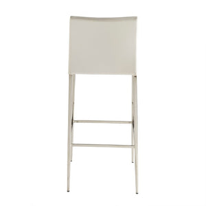 EuroStyle Diana Leatherette Bar Stool with Polished Steel Base for Kitchen Islands 02349-WHT