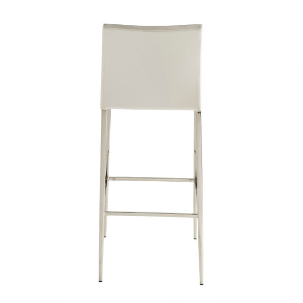 EuroStyle Diana Leatherette Bar Stool with Polished Steel Base for Kitchen Islands 02349-WHT