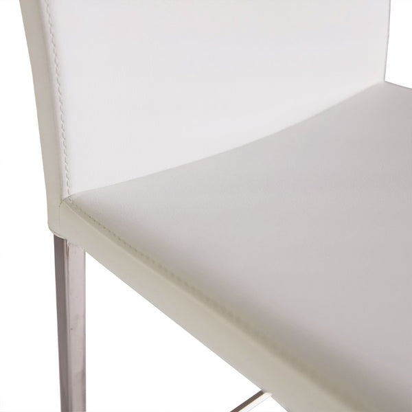 EuroStyle Diana Leatherette Bar Stool with Polished Steel Base for Kitchen Islands 02349-WHT