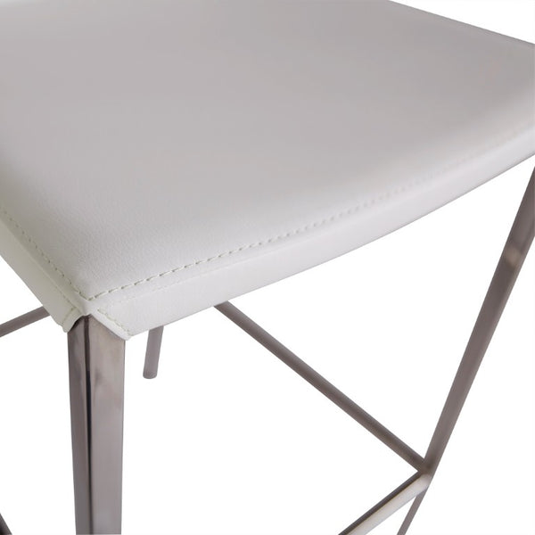 EuroStyle Diana Leatherette Bar Stool with Polished Steel Base for Kitchen Islands 02349-WHT