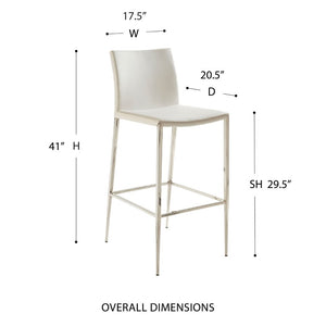 EuroStyle Diana Leatherette Bar Stool with Polished Steel Base for Kitchen Islands 02349-WHT