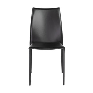 EuroStyle Dalia Regenerated Leather Stacking Dining Chairs Foam Cushioned Set of Two Black 02350BLK-MP2