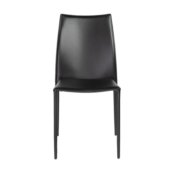 EuroStyle Dalia Regenerated Leather Stacking Dining Chairs Foam Cushioned Set of Two Black 02350BLK-MP2