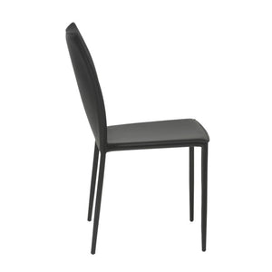 EuroStyle Dalia Regenerated Leather Stacking Dining Chairs Foam Cushioned Set of Two Black 02350BLK-MP2