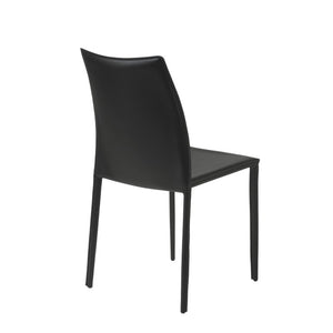 EuroStyle Dalia Regenerated Leather Stacking Dining Chairs Foam Cushioned Set of Two Black 02350BLK-MP2