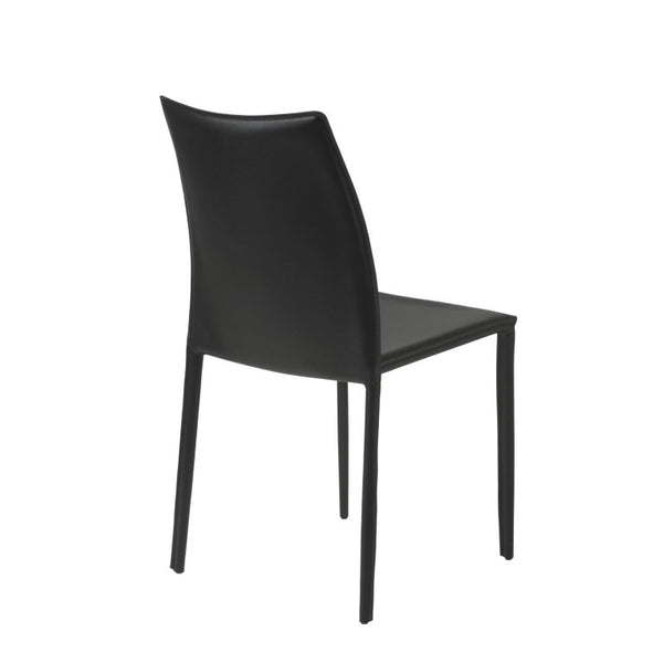 EuroStyle Dalia Regenerated Leather Stacking Dining Chairs Foam Cushioned Set of Two Black 02350BLK-MP2