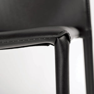 EuroStyle Dalia Regenerated Leather Stacking Dining Chairs Foam Cushioned Set of Two Black 02350BLK-MP2