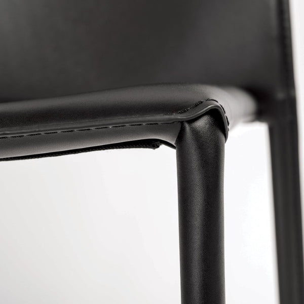 EuroStyle Dalia Regenerated Leather Stacking Dining Chairs Foam Cushioned Set of Two Black 02350BLK-MP2