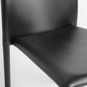 EuroStyle Dalia Regenerated Leather Stacking Dining Chairs Foam Cushioned Set of Two Black 02350BLK-MP2