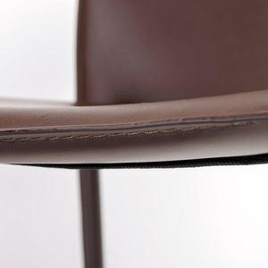 EuroStyle Dalia Regenerated Leather Stacking Dining Chairs Foam Cushioned Set of Two Brown 02350BRN-MP2