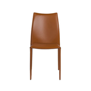 EuroStyle Dalia Regenerated Leather Stacking Dining Chairs Foam Cushioned Set of Two Dark Caramel 02350COG-MP2