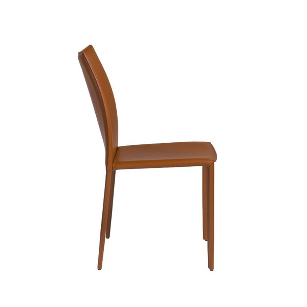 EuroStyle Dalia Regenerated Leather Stacking Dining Chairs Foam Cushioned Set of Two Dark Caramel 02350COG-MP2