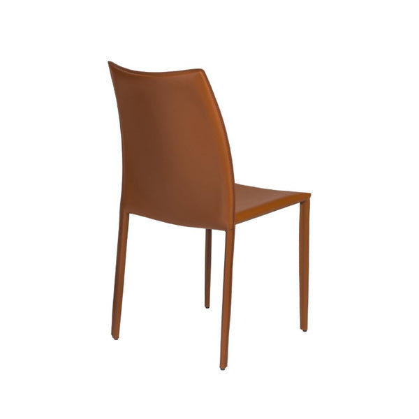 EuroStyle Dalia Regenerated Leather Stacking Dining Chairs Foam Cushioned Set of Two Dark Caramel 02350COG-MP2