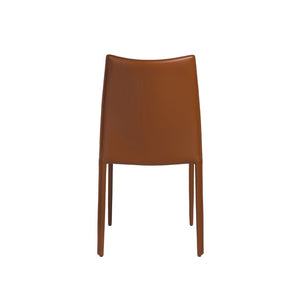 EuroStyle Dalia Regenerated Leather Stacking Dining Chairs Foam Cushioned Set of Two Dark Caramel 02350COG-MP2