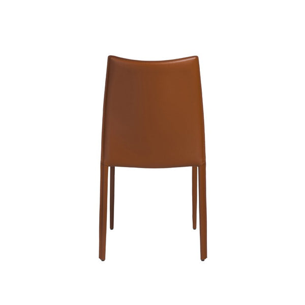 EuroStyle Dalia Regenerated Leather Stacking Dining Chairs Foam Cushioned Set of Two Dark Caramel 02350COG-MP2