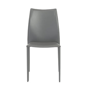 EuroStyle Dalia Regenerated Leather Stacking Dining Chairs Foam Cushioned Set of Two Gray 02350GRY-MP2