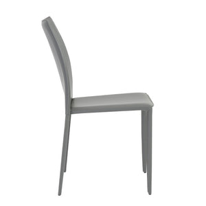 EuroStyle Dalia Regenerated Leather Stacking Dining Chairs Foam Cushioned Set of Two Gray 02350GRY-MP2