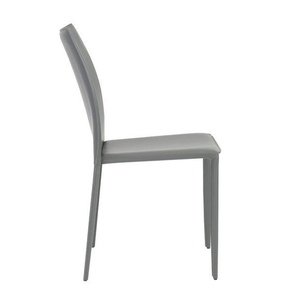 EuroStyle Dalia Regenerated Leather Stacking Dining Chairs Foam Cushioned Set of Two Gray 02350GRY-MP2