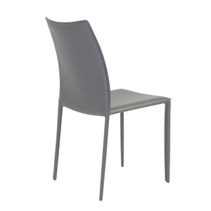 EuroStyle Dalia Regenerated Leather Stacking Dining Chairs Foam Cushioned Set of Two Gray 02350GRY-MP2