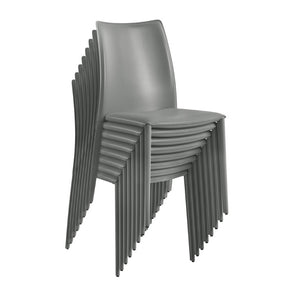 EuroStyle Dalia Regenerated Leather Stacking Dining Chairs Foam Cushioned Set of Two Gray 02350GRY-MP2