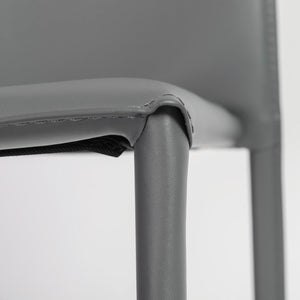 EuroStyle Dalia Regenerated Leather Stacking Dining Chairs Foam Cushioned Set of Two Gray 02350GRY-MP2
