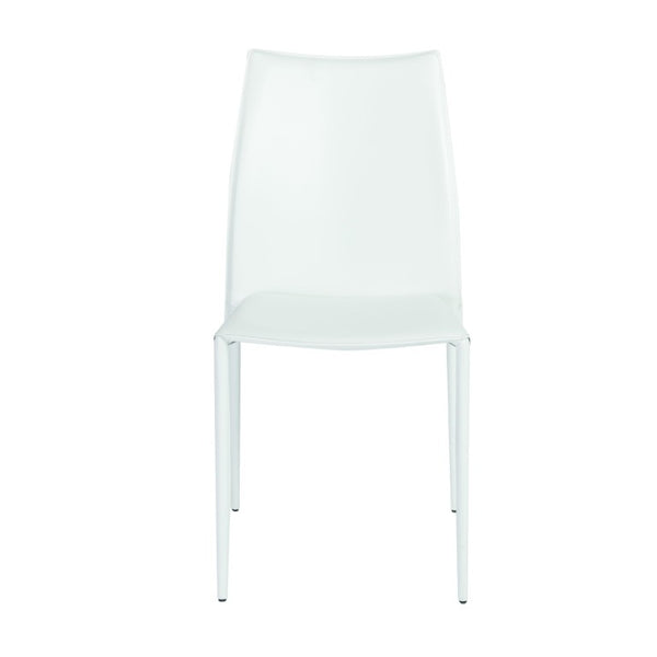 EuroStyle Dalia Regenerated Leather Stacking Dining Chairs Foam Cushioned Set of Two White 02350WHT-MP2