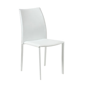 EuroStyle Dalia Regenerated Leather Stacking Dining Chairs Foam Cushioned Set of Two White 02350WHT-MP2