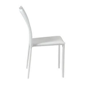 EuroStyle Dalia Regenerated Leather Stacking Dining Chairs Foam Cushioned Set of Two White 02350WHT-MP2