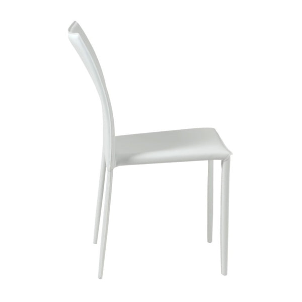 EuroStyle Dalia Regenerated Leather Stacking Dining Chairs Foam Cushioned Set of Two White 02350WHT-MP2