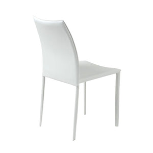EuroStyle Dalia Regenerated Leather Stacking Dining Chairs Foam Cushioned Set of Two White 02350WHT-MP2