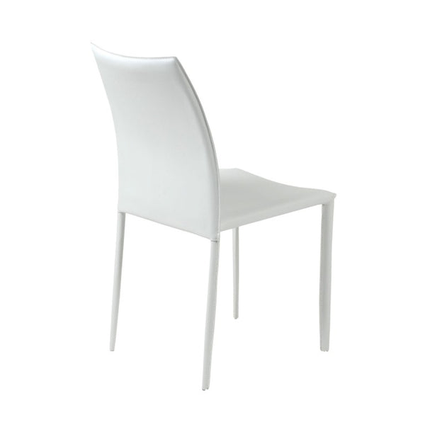 EuroStyle Dalia Regenerated Leather Stacking Dining Chairs Foam Cushioned Set of Two White 02350WHT-MP2