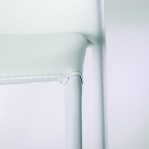 EuroStyle Dalia Regenerated Leather Stacking Dining Chairs Foam Cushioned Set of Two White 02350WHT-MP2
