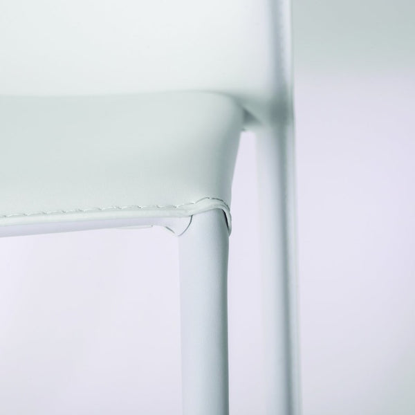 EuroStyle Dalia Regenerated Leather Stacking Dining Chairs Foam Cushioned Set of Two White 02350WHT-MP2