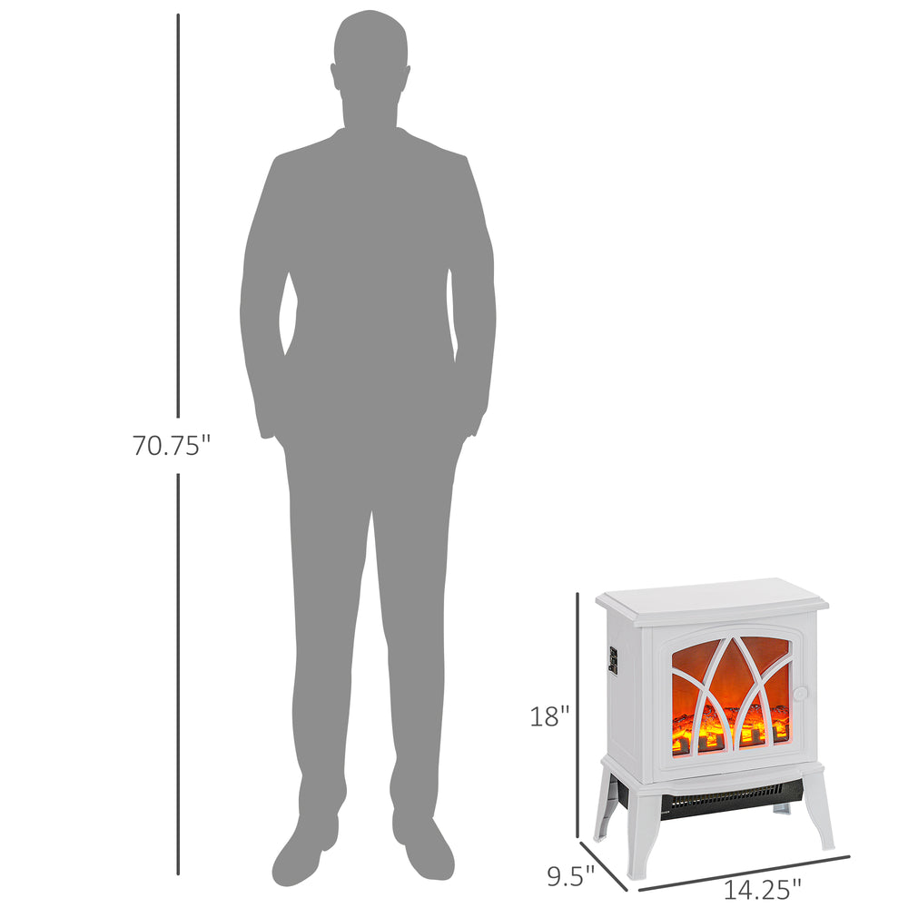 English Elm Homcom Electric Fireplace Stove - 18" Portable Heater With Realistic Flames, Overheat Safety, White W2225P249837