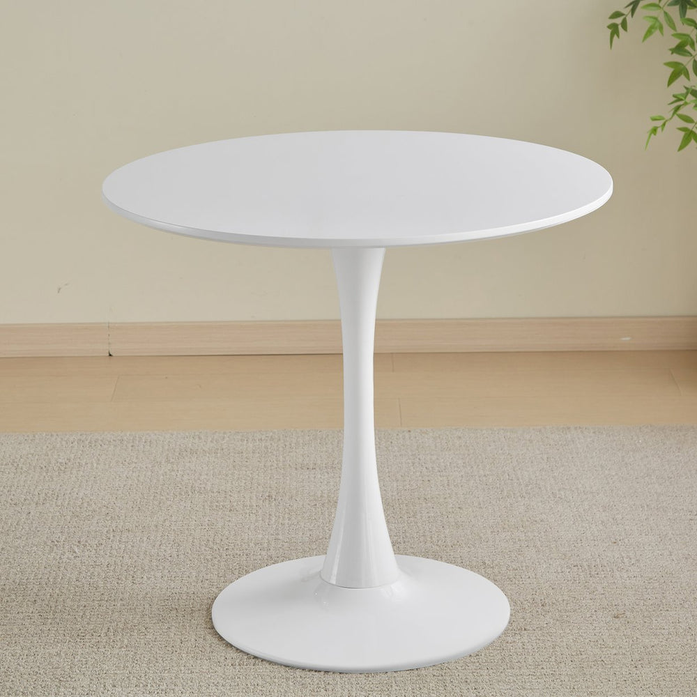 English Elm Round White Pedestal Dining Table 31.5" Tulip Mid-Century Fiberboard Modern Compact Seats 2-4 W2720P204019