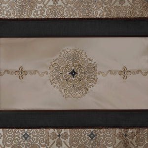 JLA Home Madison Park - Embroidered Jacquard Shower Curtain with Medallion Color-Block Design, Rust‑Resistant Grommets, 72x72 MP70-8302
